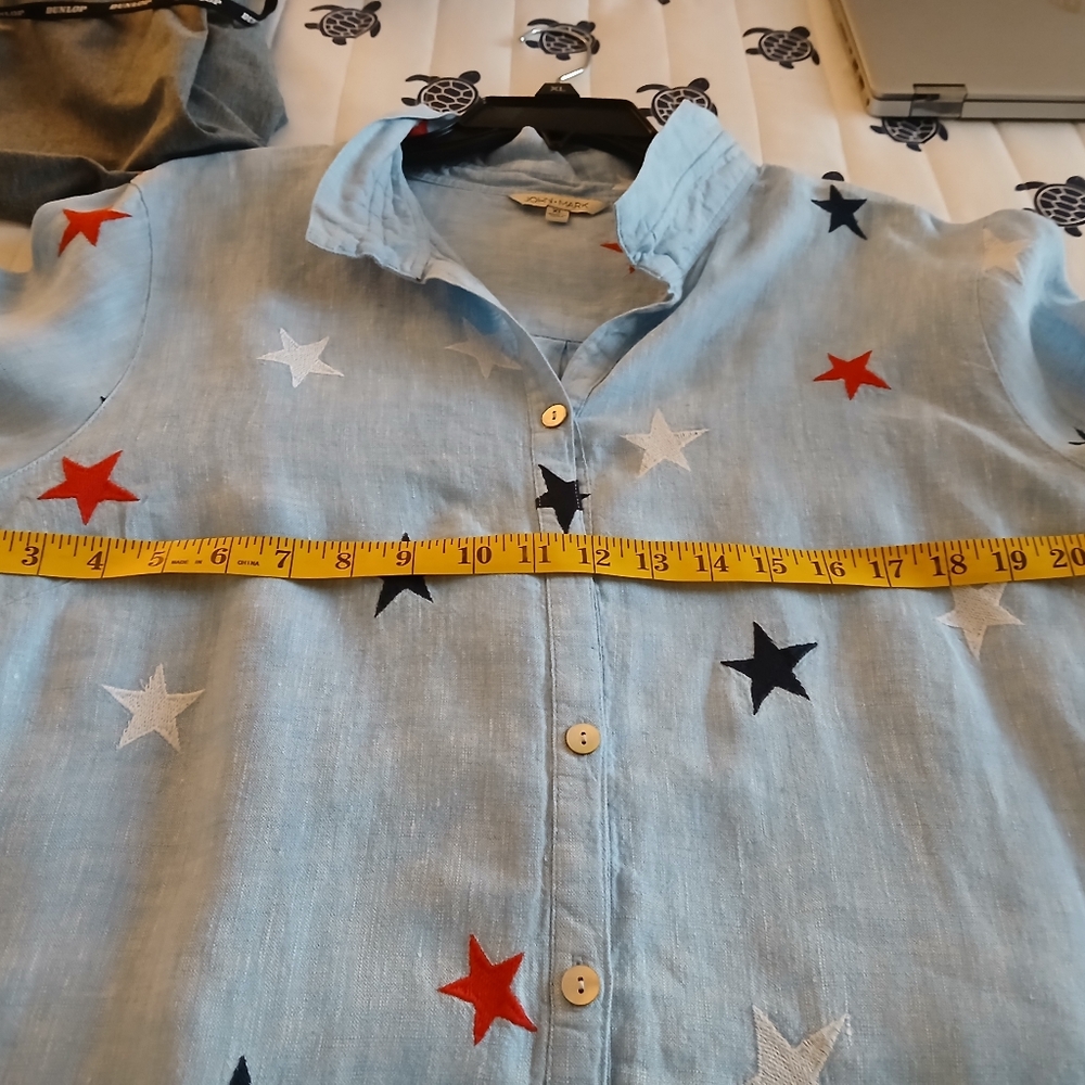 John Mark Light Blue Star Button Down Shirt - Picture 10 of 13